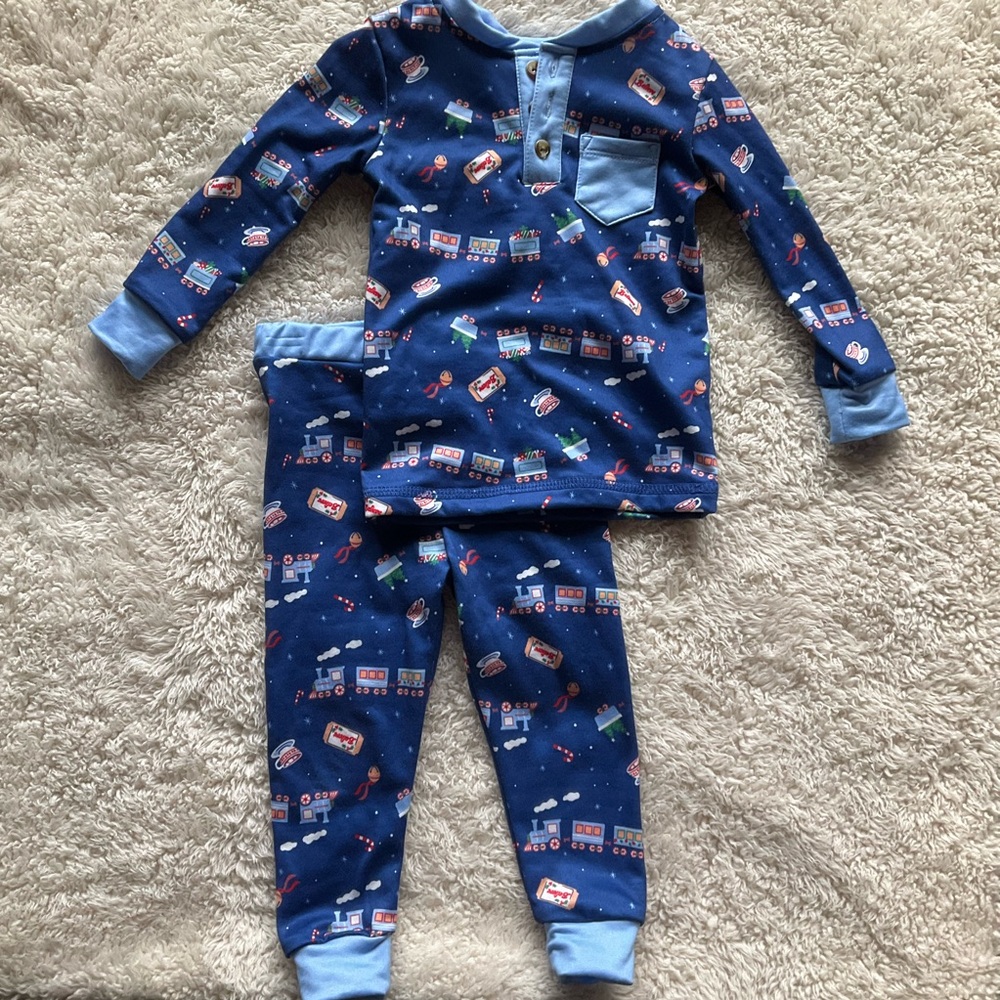 Nicole Miller Blue Train Pajama Set